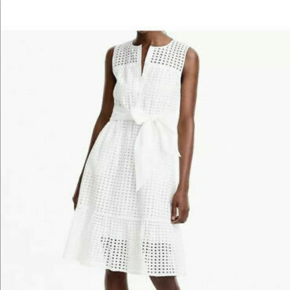 J. Crew White Eyelet Midi Dress